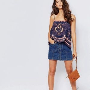 Free People Come a Little Closer Denim Skirt Sz 8
